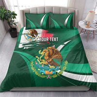 Green Mexican flag bedding set with eagle graphic and 'YOUR TEXT' label