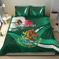 Green Mexican flag bedding set with eagle and 'YOUR TEXT' on duvet