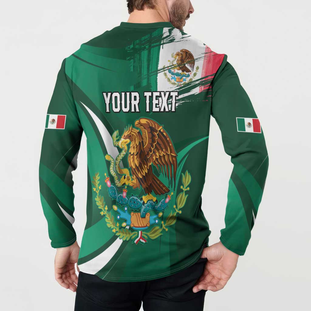 Green button-front sweatshirt with eagle graphic and “YOUR TEXT” on the back