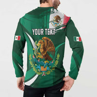 Green button-front sweatshirt with eagle graphic and “YOUR TEXT” on the back