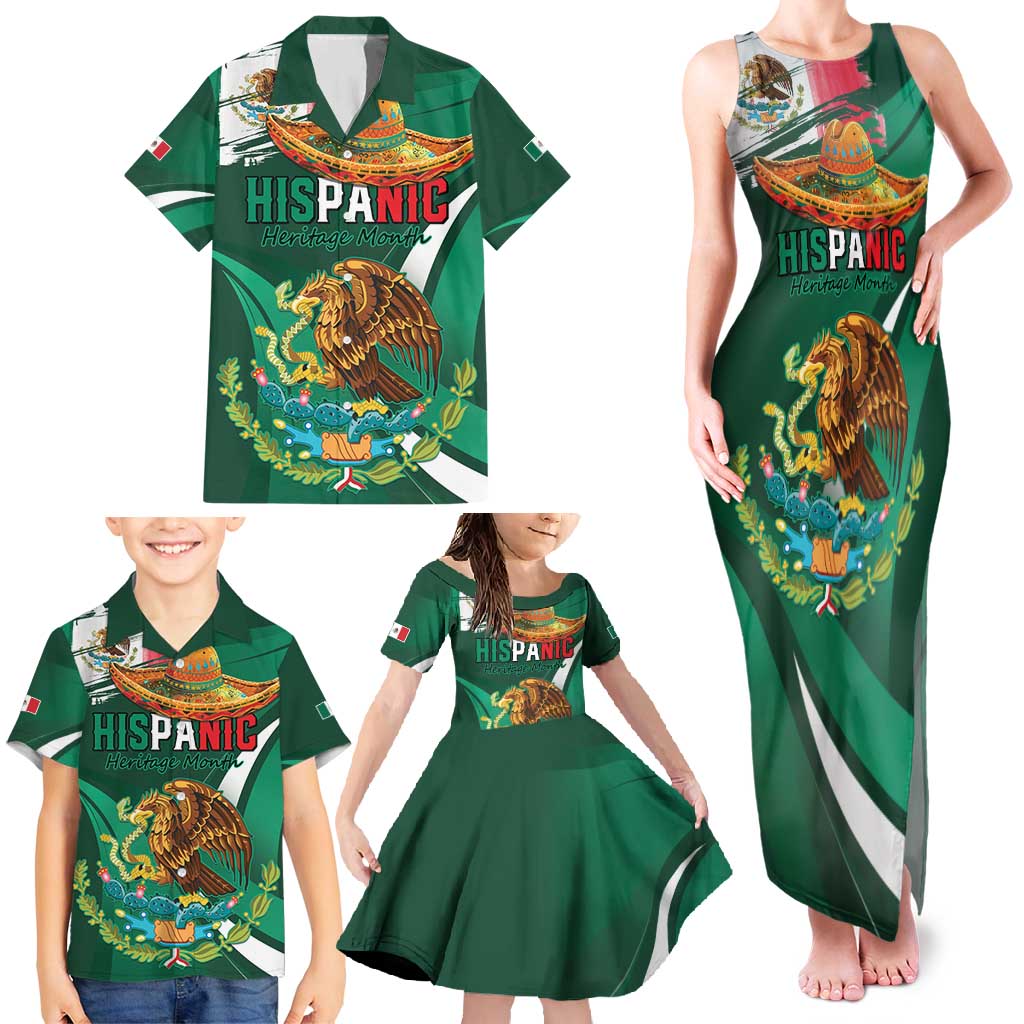 Mexico Hispanic Heritage Personalized Family Matching Tank Maxi Dress and Hawaiian Shirt With Aguila Mexicana