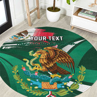 Green round carpet with eagle emblem and custom text banner