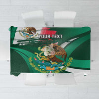 Green personalized tablecloth with eagle and decorative floral border, centered text area.