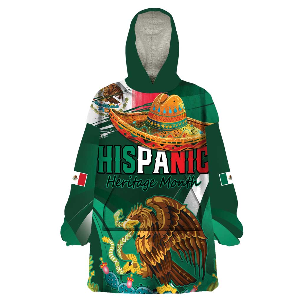 Mexico Hispanic Heritage Personalized Wearable Blanket Hoodie With Aguila Mexicana