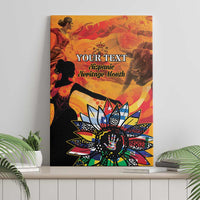 Hispanic heritage canvas wall art with “YOUR TEXT” and a bright sunburst flower design