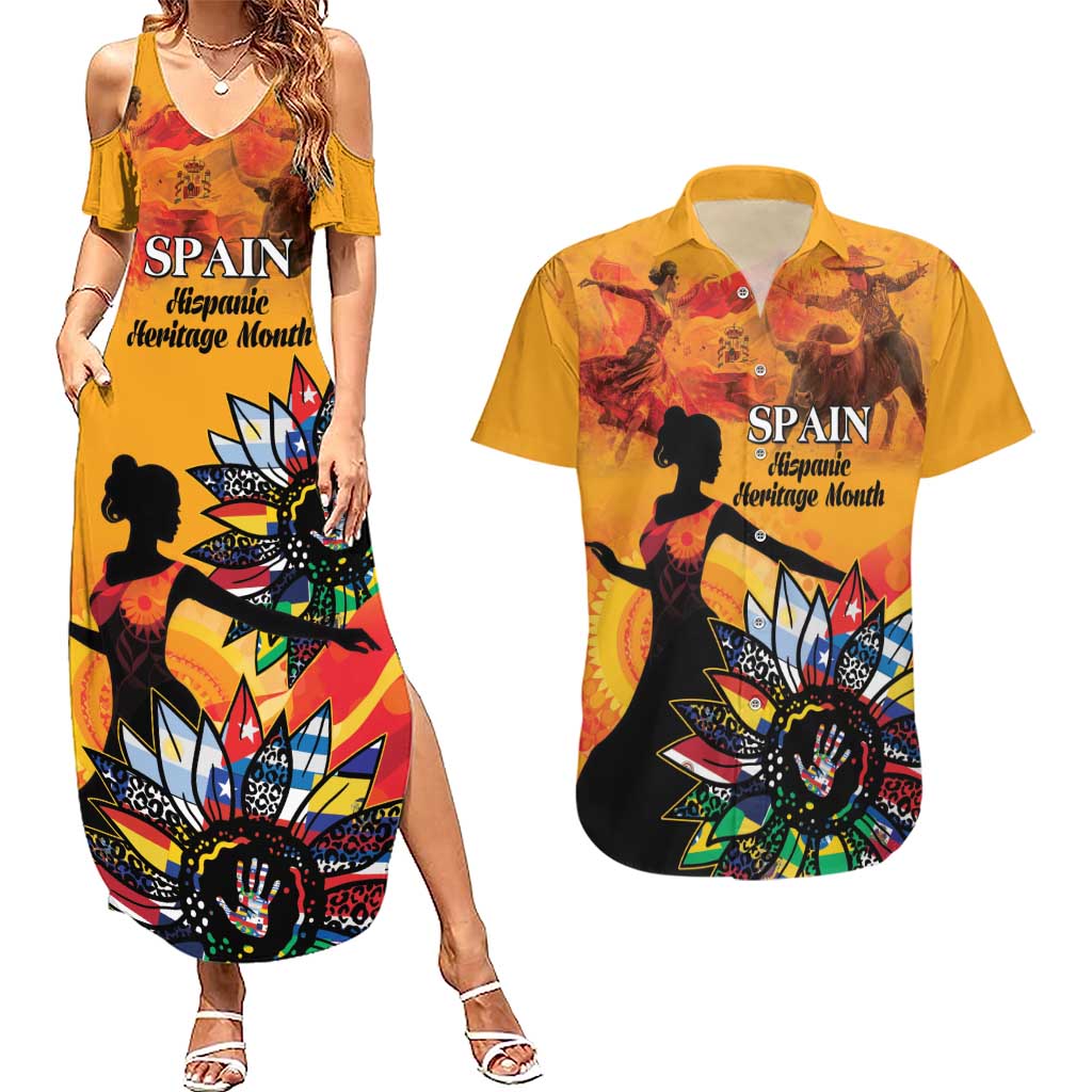 Spain Hispanic Heritage Personalized Couples Matching Summer Maxi Dress and Hawaiian Shirt LT9 - Wonder Print Shop