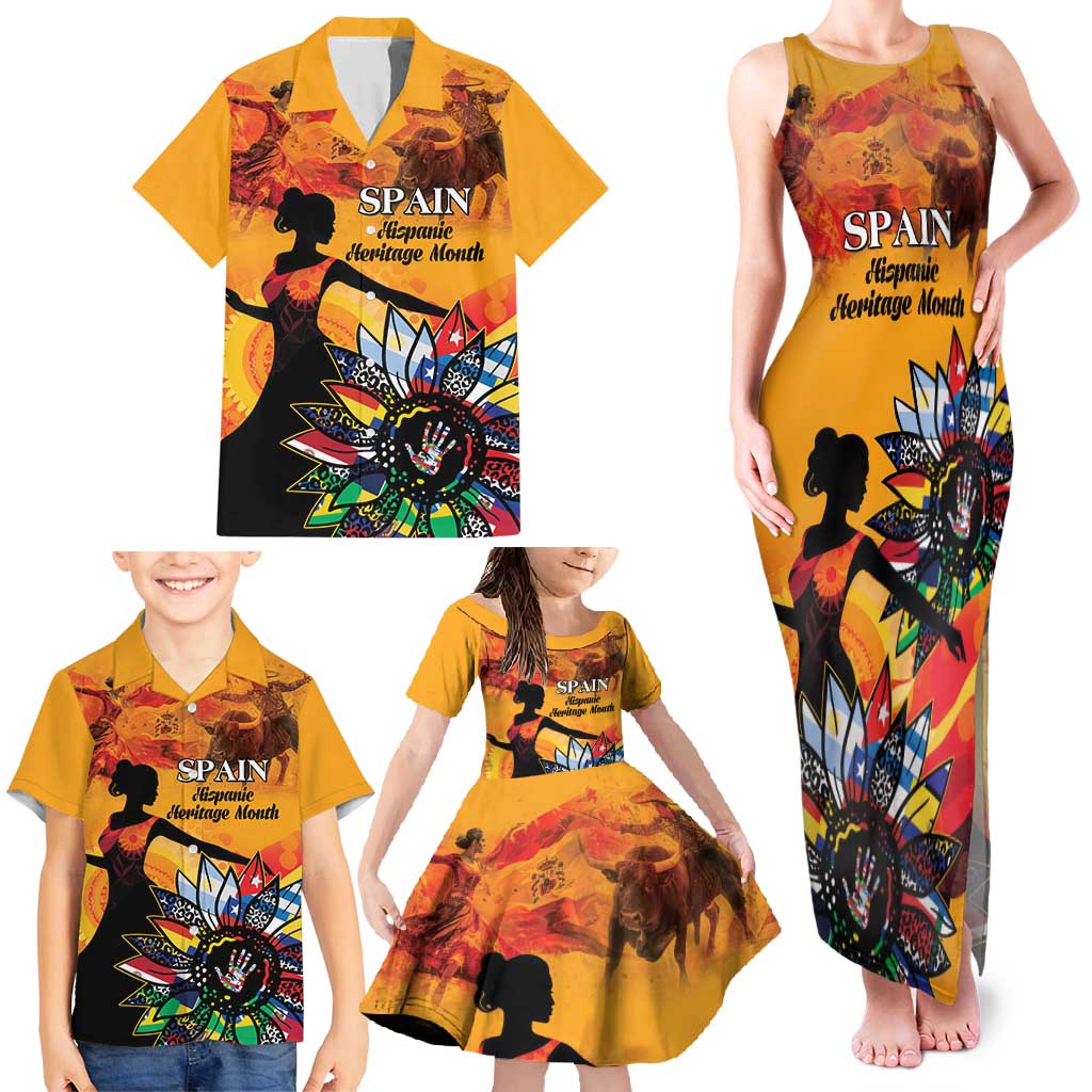 Spain Hispanic Heritage Personalized Family Matching Tank Maxi Dress and Hawaiian Shirt - Wonder Print Shop