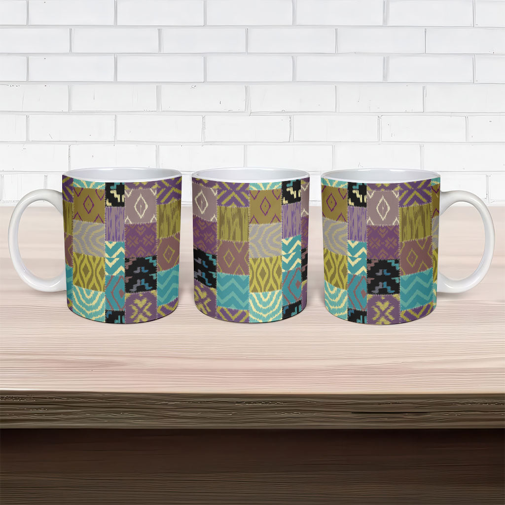African American Quilt Inspired Ceramic Mug Cultural Heritage Ethnic Quilt Pattern