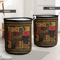 African American Quilt Inspired Laundry Basket Earth Tone African Patchwork Motif