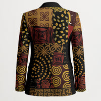 African American Quilt Inspired Blazer Earth Tone African Patchwork Motif