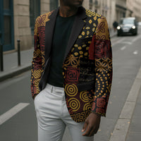 African American Quilt Inspired Blazer Earth Tone African Patchwork Motif
