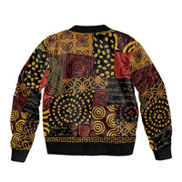 African American Quilt Inspired Bomber Jacket Earth Tone African Patchwork Motif