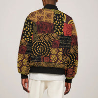 African American Quilt Inspired Bomber Jacket Earth Tone African Patchwork Motif