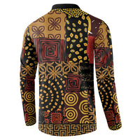 African American Quilt Inspired Button Sweatshirt Earth Tone African Patchwork Motif
