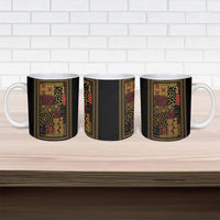 African American Quilt Inspired Ceramic Mug Earth Tone African Patchwork Motif