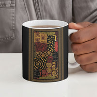 African American Quilt Inspired Ceramic Mug Earth Tone African Patchwork Motif