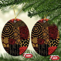 African American Quilt Inspired Ceramic Ornament Earth Tone African Patchwork Motif