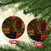 African American Quilt Inspired Ceramic Ornament Earth Tone African Patchwork Motif