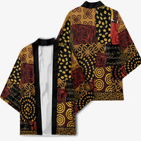 African American Quilt Inspired Kimono Earth Tone African Patchwork Motif