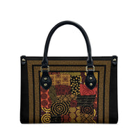 African American Quilt Inspired Leather Bag Earth Tone African Patchwork Motif