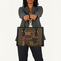 African American Quilt Inspired Leather Bag Earth Tone African Patchwork Motif