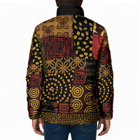 African American Quilt Inspired Padded Jacket Earth Tone African Patchwork Motif