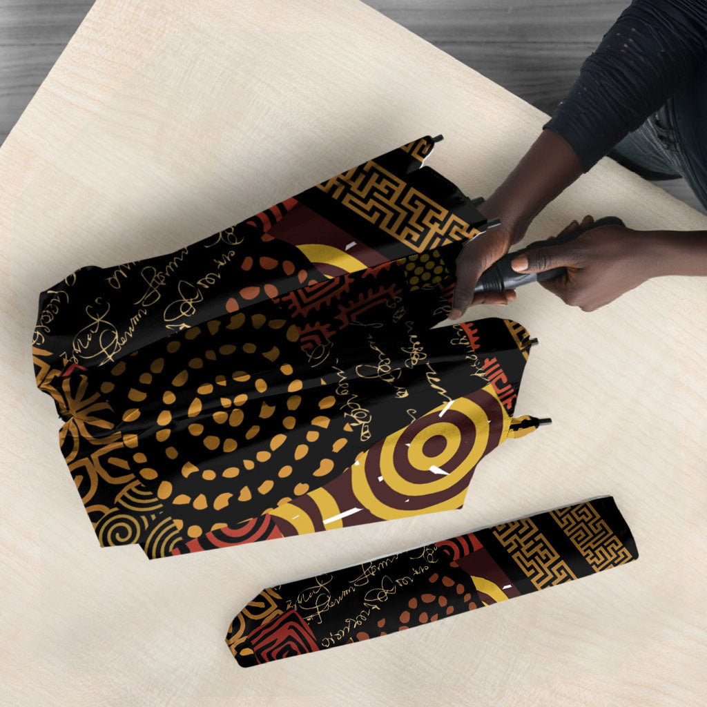 African American Quilt Inspired Umbrella Earth Tone African Patchwork Motif