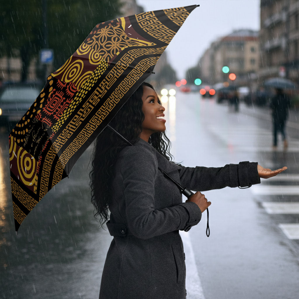 African American Quilt Inspired Umbrella Earth Tone African Patchwork Motif