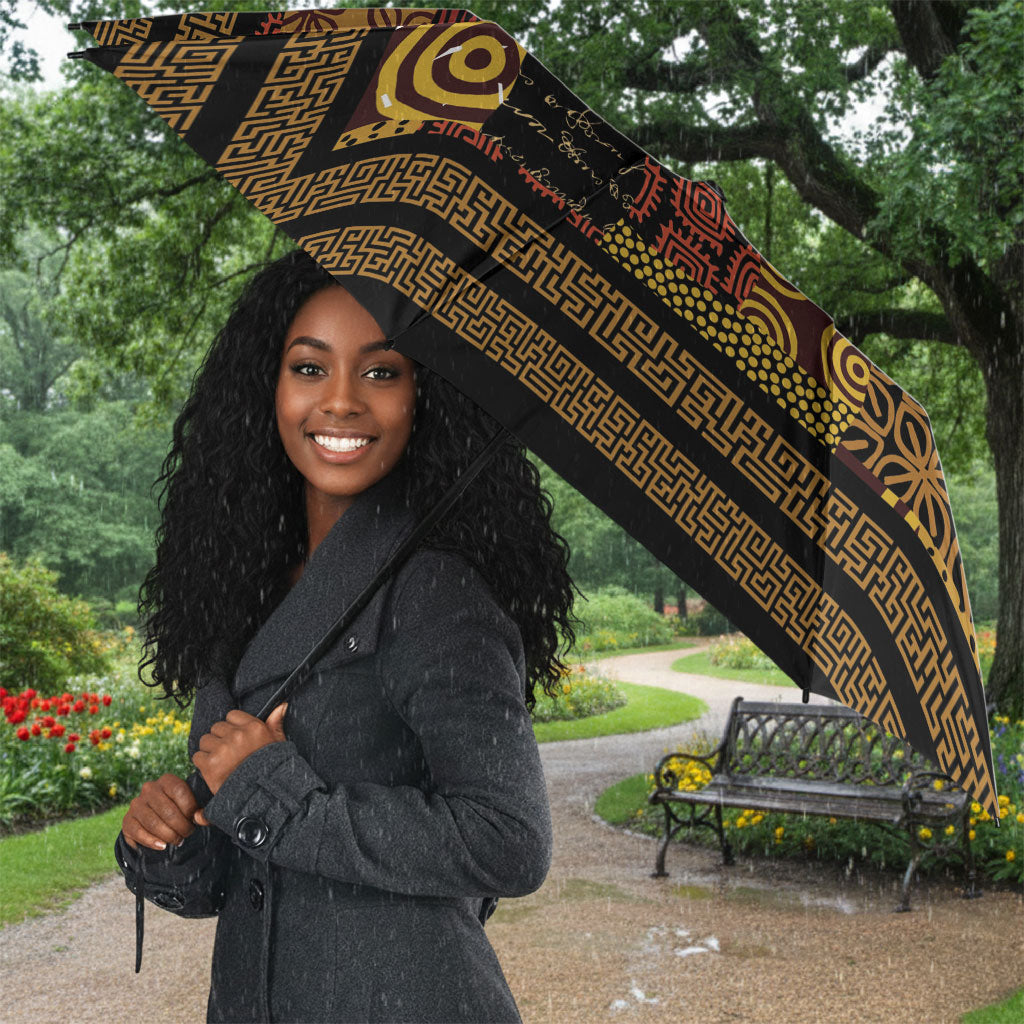 African American Quilt Inspired Umbrella Earth Tone African Patchwork Motif