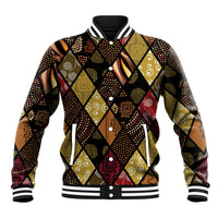 African American Quilt Inspired Baseball Jacket Ethnic Bohemian Rhombus Patchwork