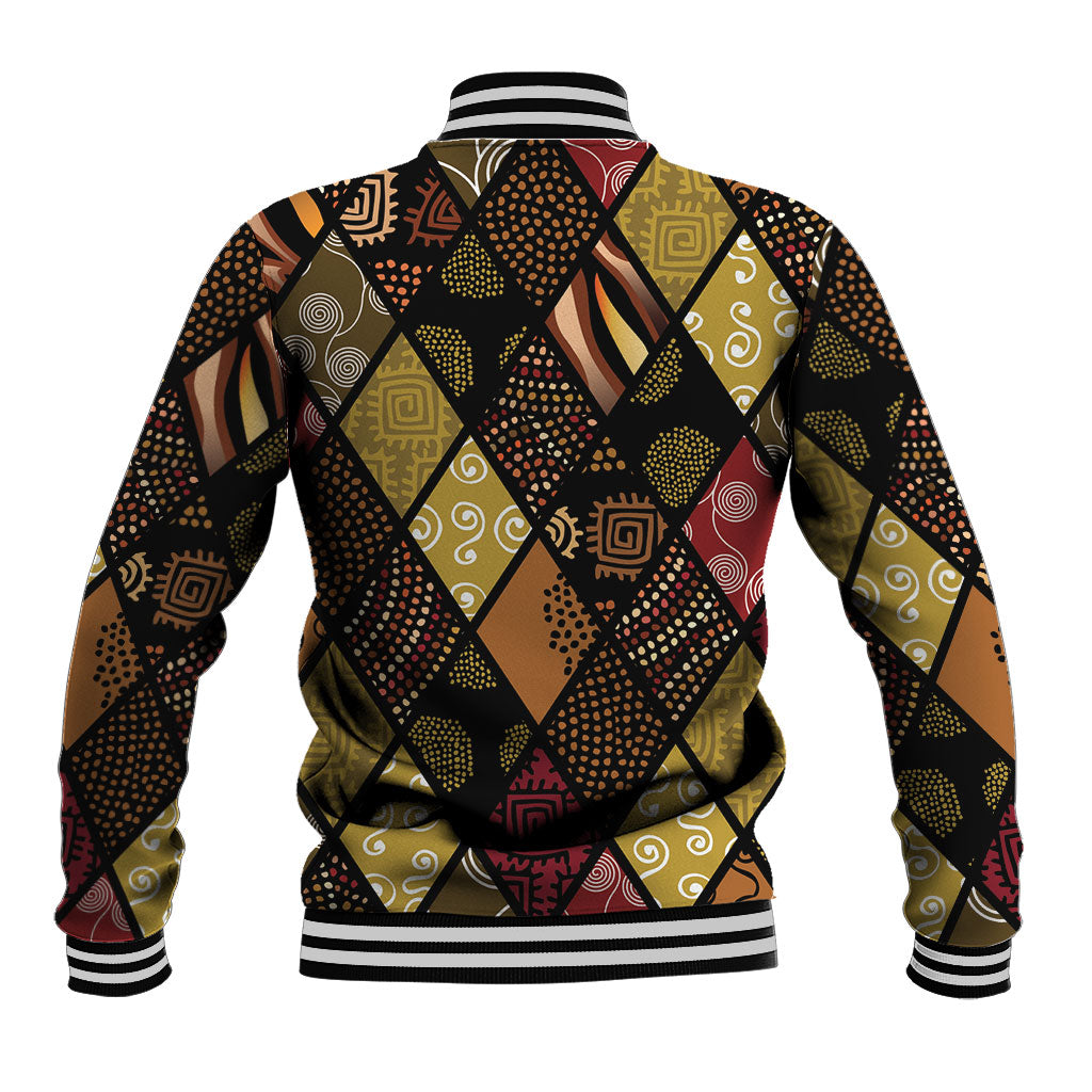 African American Quilt Inspired Baseball Jacket Ethnic Bohemian Rhombus Patchwork