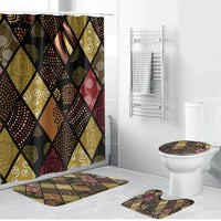 African American Quilt Inspired Bathroom Set Ethnic Bohemian Rhombus Patchwork