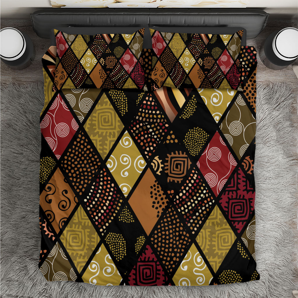 African American Quilt Inspired Bedding Set Ethnic Bohemian Rhombus Patchwork