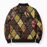 African American Quilt Inspired Bomber Puffer Jacket Ethnic Bohemian Rhombus Patchwork