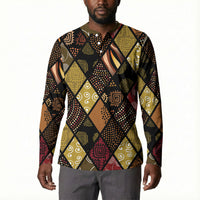 African American Quilt Inspired Button Sweatshirt Ethnic Bohemian Rhombus Patchwork