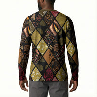 African American Quilt Inspired Button Sweatshirt Ethnic Bohemian Rhombus Patchwork