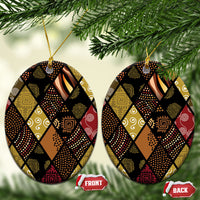African American Quilt Inspired Ceramic Ornament Ethnic Bohemian Rhombus Patchwork