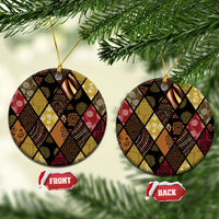 African American Quilt Inspired Ceramic Ornament Ethnic Bohemian Rhombus Patchwork