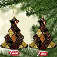 African American Quilt Inspired Ceramic Ornament Ethnic Bohemian Rhombus Patchwork