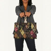 African American Quilt Inspired Leather Bag Ethnic Bohemian Rhombus Patchwork