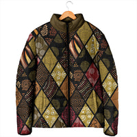 African American Quilt Inspired Padded Jacket Ethnic Bohemian Rhombus Patchwork