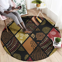 African American Quilt Inspired Round Carpet Ethnic Bohemian Rhombus Patchwork