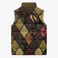 African American Quilt Inspired Sleeveless Puffer Jacket Ethnic Bohemian Rhombus Patchwork