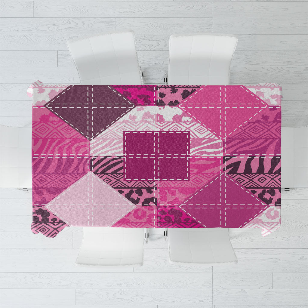 African American Quilt Inspired Tablecloth Wild Animal Skin African Pink Tribal Elements