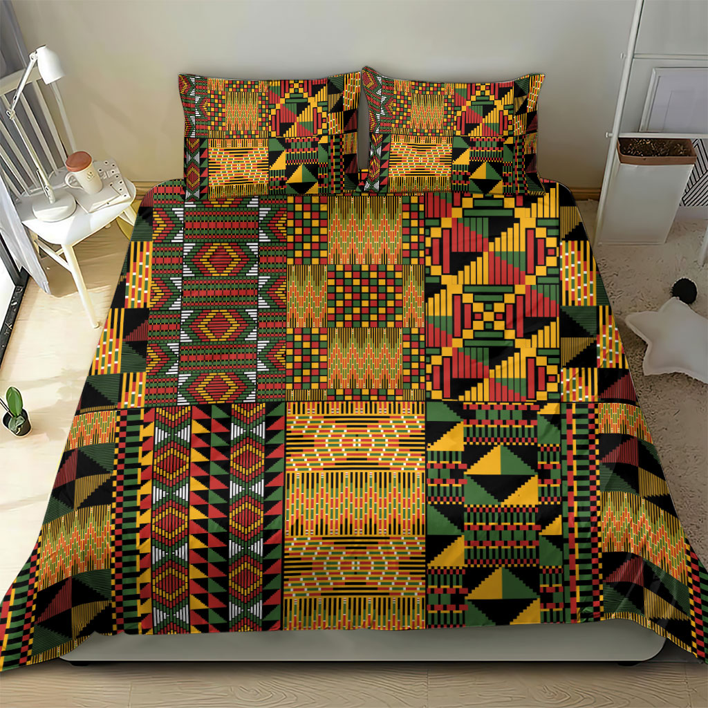 African American Quilt Kente Fusion Bedding Set Version 1