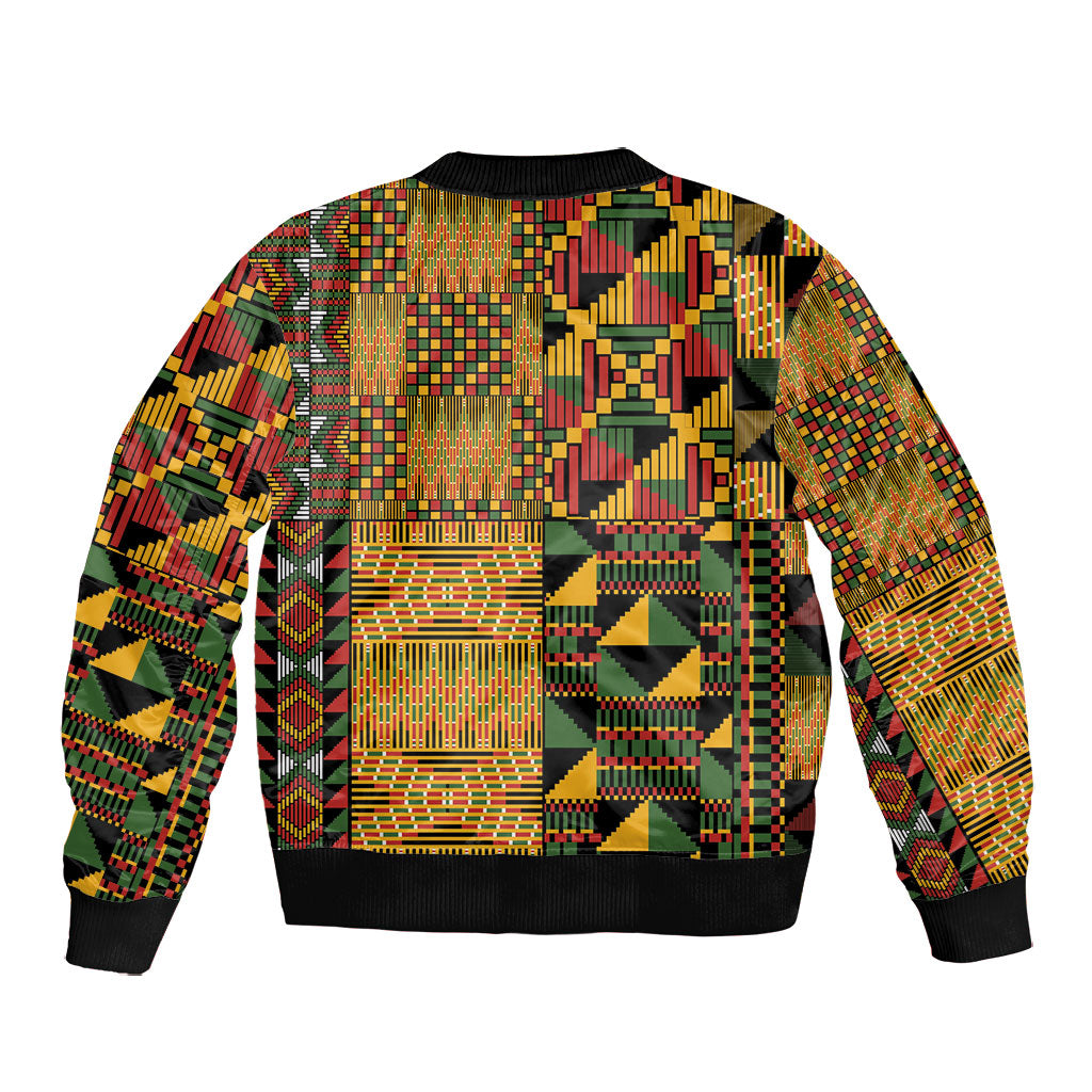 African American Quilt Kente Fusion Bomber Jacket Version 1