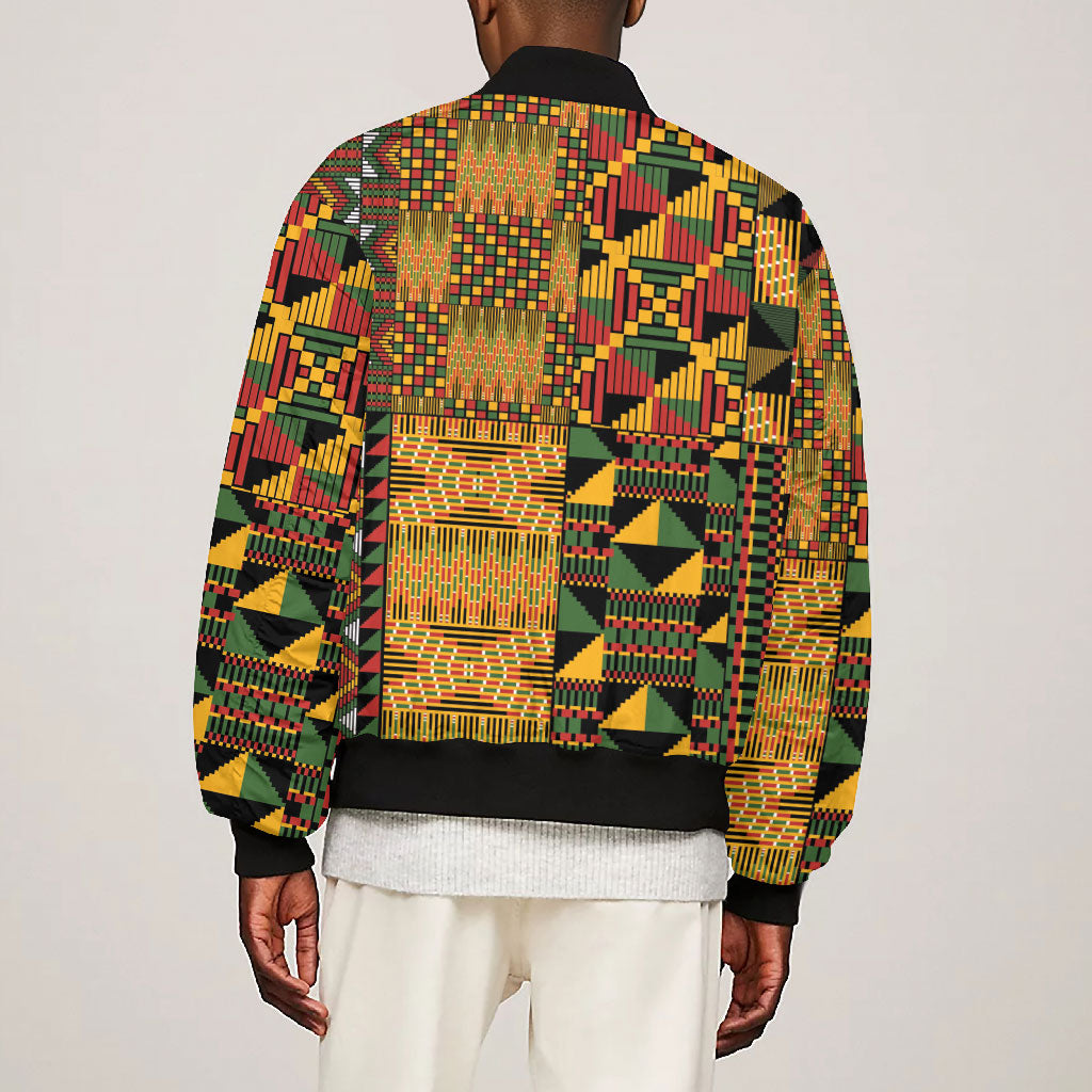 African American Quilt Kente Fusion Bomber Jacket Version 1