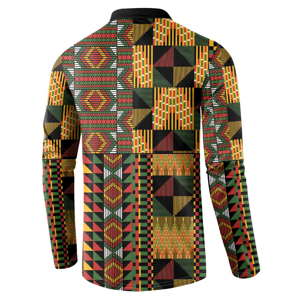 African American Quilt Kente Fusion Button Sweatshirt Version 2