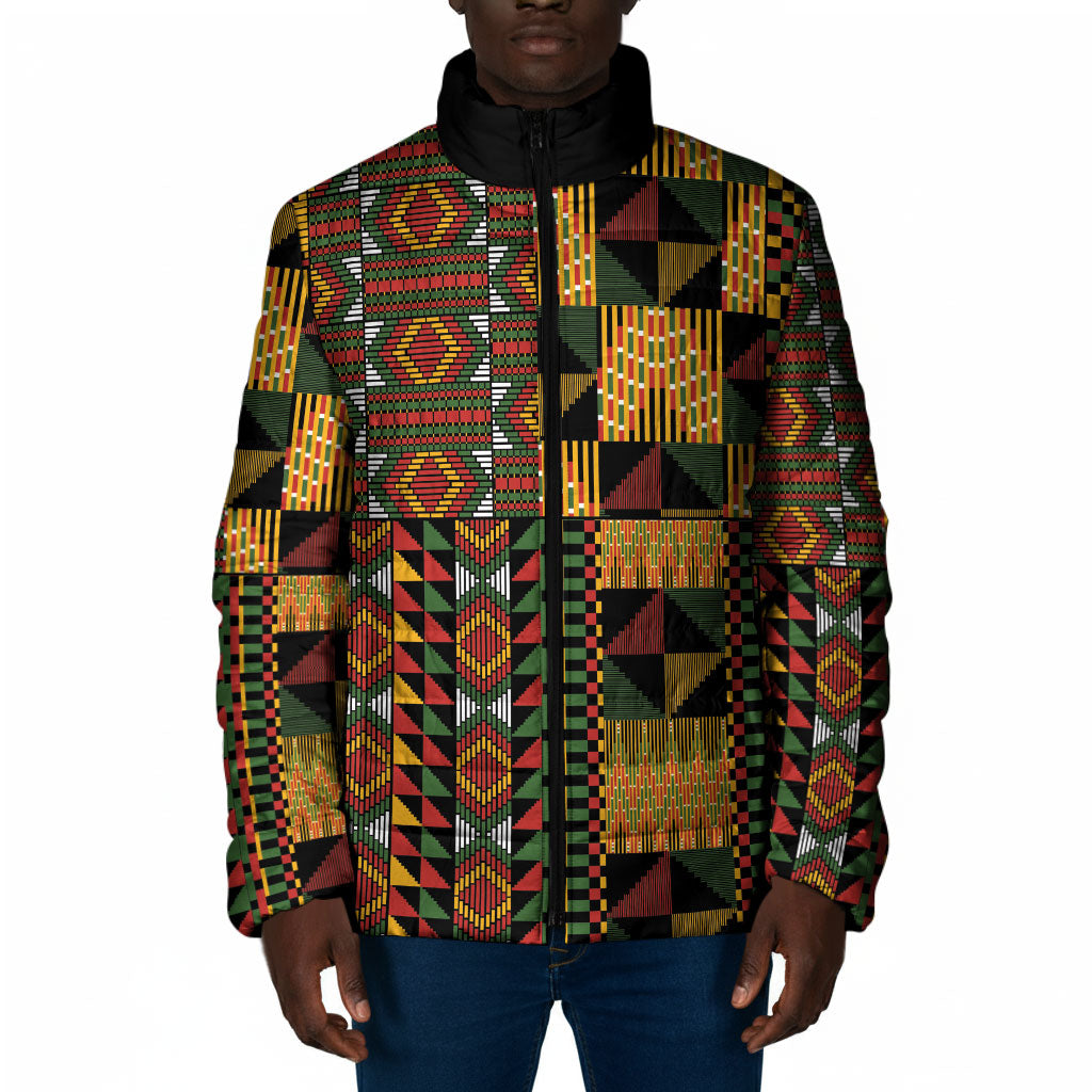 African American Quilt Kente Fusion Padded Jacket Version 2