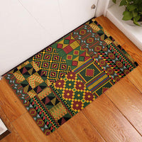 African American Quilt Kente Fusion Rubber Doormat Version 2
